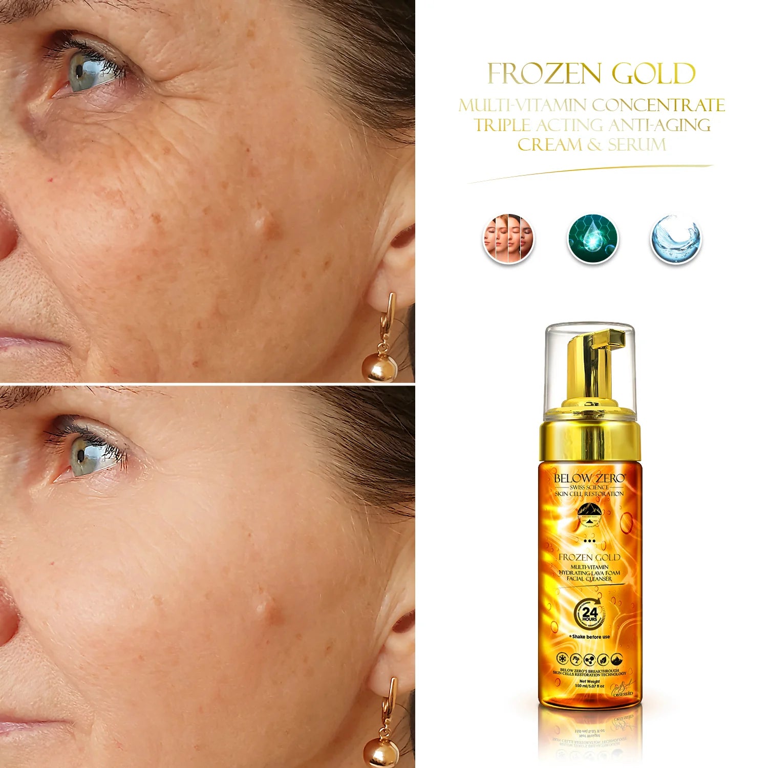 Below Zero Frozen Gold Multi-Vitamin Hydrating Lava Foam Facial Cleanser